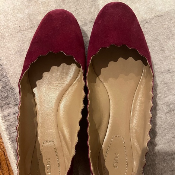 Chloe Suede Scallop Flats - Picture 3 of 8